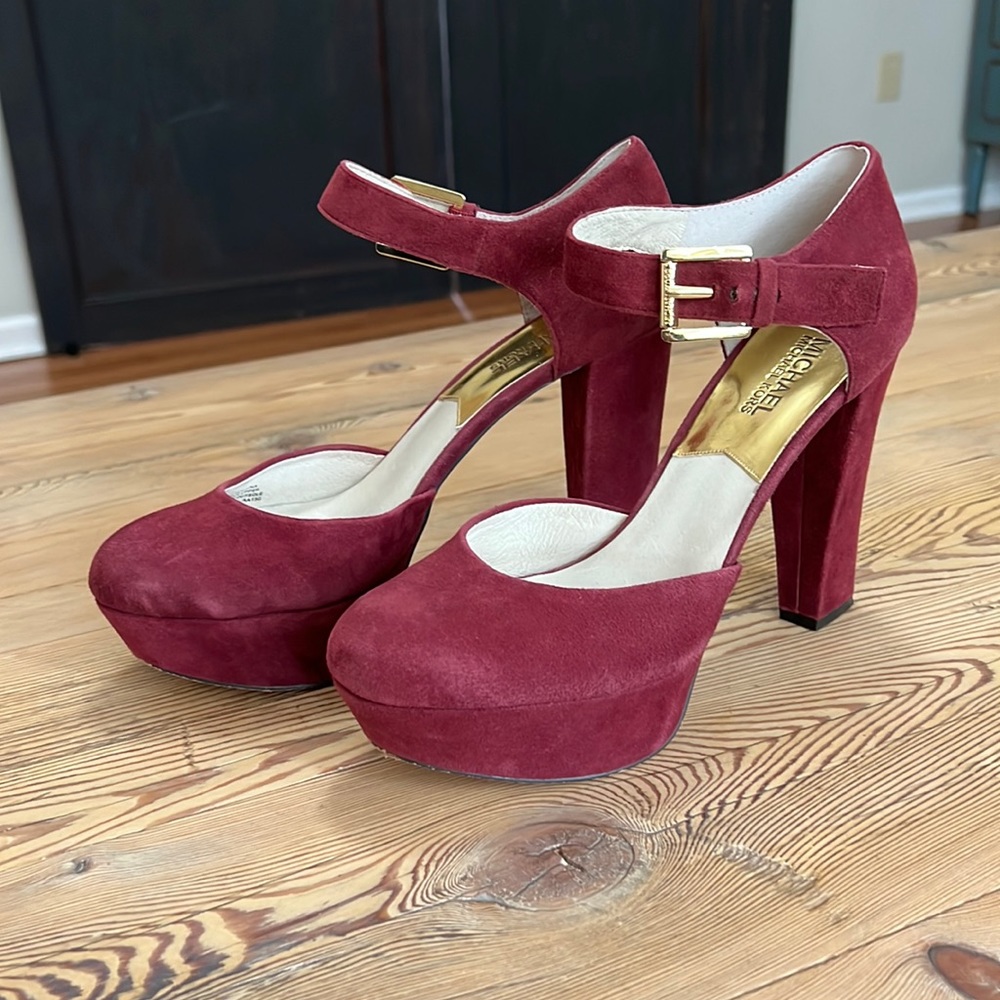 Michael Kors 8.5 burgundy platform heels suede